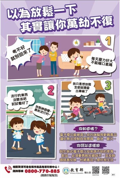 有關轉知：教育部製作114年防制學生藥物濫用電子文宣，請親師協助宣導運用。圖片
