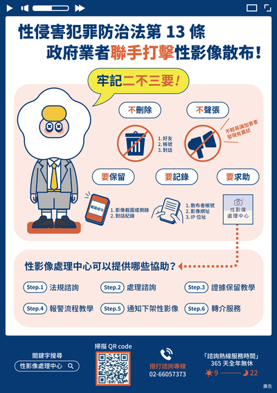 轉知衛生福利部「兒少性剝削防制宣導」之影片及文宣等相關宣導素材1份，請親師多加利用。圖片
